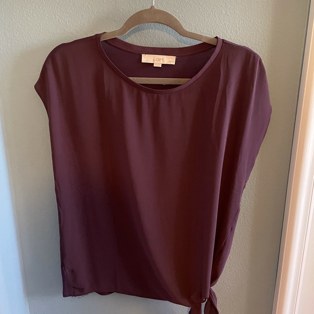 Chiffon blouse, color plum, brand LOFT, size medium